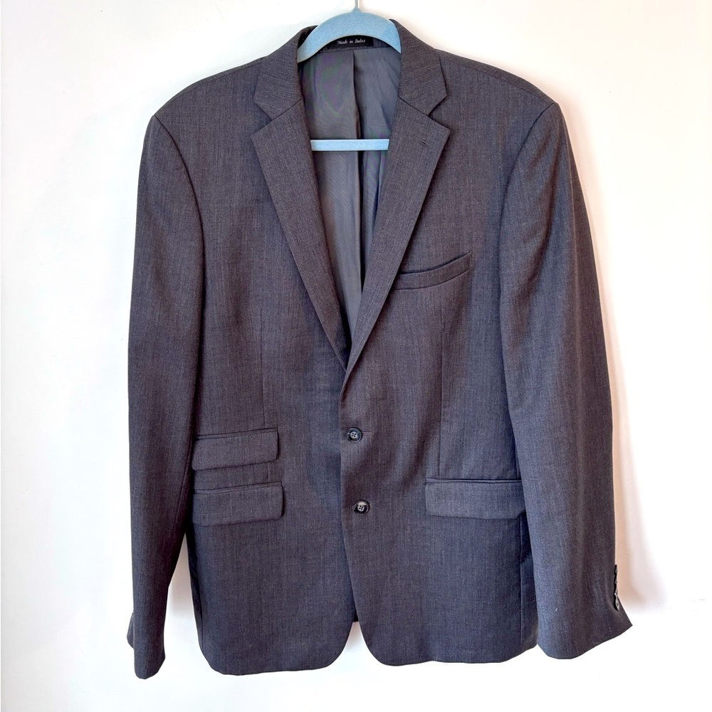 Calvin Klein 100% Wool Extreme Slim Fit Grey Two Button Blazer Size 42Long
